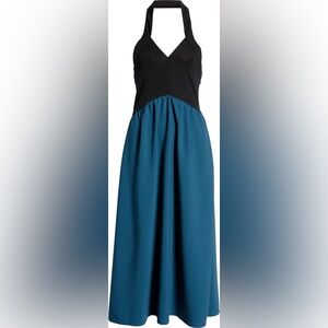 Chelsea28 Mixed Media Colorblock Halter Dress